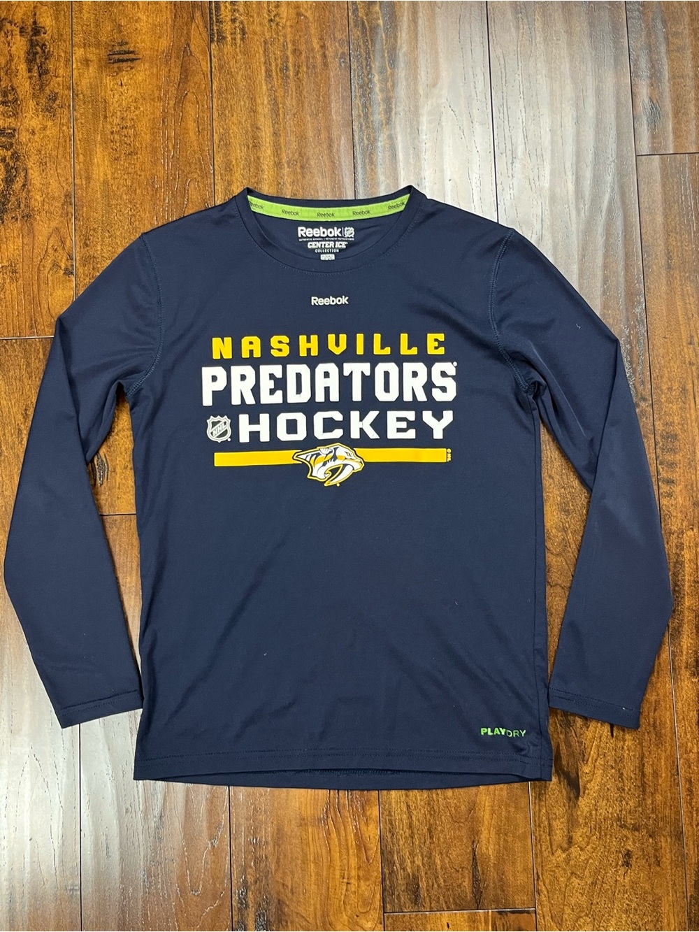 NASHVILLE PREDATORS Long Sleeve T-Shirt Reebok Center Ice PlayDry Youth MEDIUM
